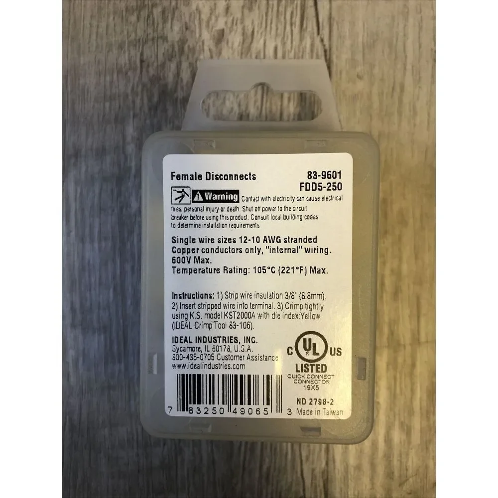 (25) IDEAL 83-9601 #12- #10 AWG INSULATED‎ FEMALE DISCONNECT TERMINAL